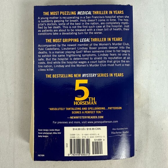 James Patterson The 5th Horseman Paperback 2007 1st Warner Books Edition - Picture 2 of 3